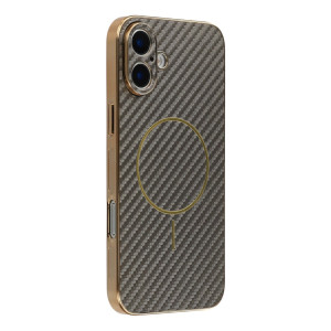 Phonesta Luxury Carbon Fiber Zadný kryt puzdro s MagSafe pre Apple iPhone 17 - Hnedá