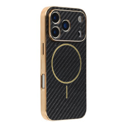 Phonesta Luxury Carbon Fiber Zadný kryt puzdro s MagSafe pre Apple iPhone 17 Pro - Čierna