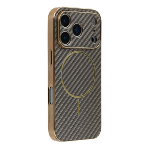 Phonesta Luxury Carbon Fiber Zadný kryt puzdro s MagSafe pre Apple iPhone 17 Pro Max - Hnedá