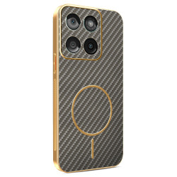 Phonesta Luxury Carbon Fiber Zadný kryt puzdro s MagSafe pre Motorola Edge 60 / Edge 60 Fusion - Hnedá