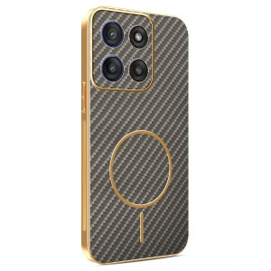 Phonesta Luxury Carbon Fiber Zadný kryt puzdro s MagSafe pre Motorola Moto G56 - Hnedá
