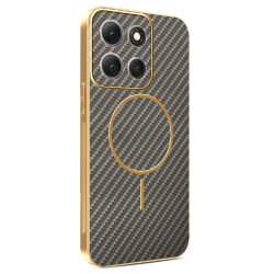 Phonesta Luxury Carbon Fiber Zadný kryt puzdro s MagSafe pre Motorola Moto G86 - Hnedá