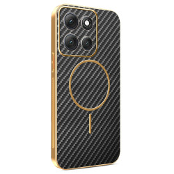 Phonesta Luxury Carbon Fiber Zadný kryt puzdro s MagSafe pre Motorola Moto G86 Power - Čierna