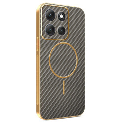 Phonesta Luxury Carbon Fiber Zadný kryt puzdro s MagSafe pre Motorola Moto G86 Power - Hnedá