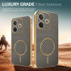 Phonesta Luxury Carbon Fiber Zadný kryt puzdro s MagSafe pre Oppo A5 Pro - Hnedá 4