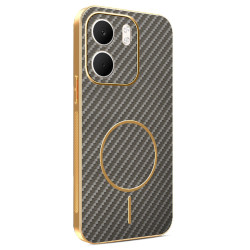 Phonesta Luxury Carbon Fiber Zadný kryt puzdro s MagSafe pre Oppo A5x - Hnedá