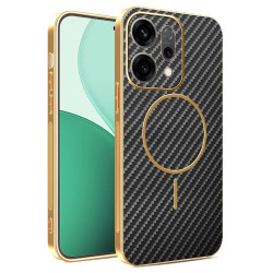 Phonesta Luxury Carbon Fiber Zadný kryt puzdro s MagSafe pre Oppo Reno14 - Čierna