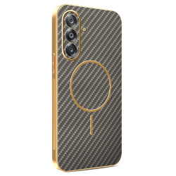 Phonesta Luxury Carbon Fiber Zadný kryt puzdro s MagSafe pre Samsung Galaxy A26 / Samsung Galaxy A17 - Hnedá