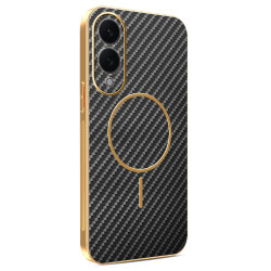 Phonesta Luxury Carbon Fiber Zadný kryt puzdro s MagSafe pre Samsung Galaxy S25 Edge - Čierna