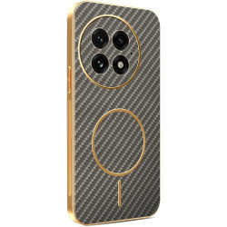 Phonesta Luxury Carbon Fiber Zadný kryt puzdro s MagSafe pre OnePlus 13 - Hnedá