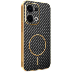Phonesta Luxury Carbon Fiber Zadný kryt puzdro s MagSafe pre Oppo Reno13 - Čierna