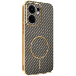 Phonesta Luxury Carbon Fiber Zadný kryt puzdro s MagSafe pre Oppo Reno13 F 4G/5G / Reno13 FS 5G - Hnedá