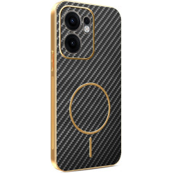 Phonesta Luxury Carbon Fiber Zadný kryt puzdro s MagSafe pre Oppo Reno13 F 4G/5G / Reno13 FS 5G - Čierna