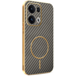 Phonesta Luxury Carbon Fiber Zadný kryt puzdro s MagSafe pre Oppo Reno13 Pro - Hnedá