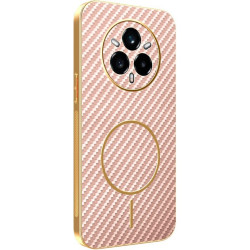 Phonesta Luxury Carbon Fiber Zadný kryt puzdro s MagSafe pre Realme 14 Pro Plus - Ružová