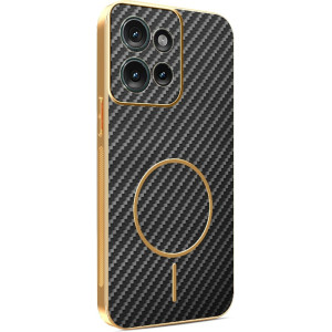 Phonesta Luxury Carbon Fiber Zadný kryt puzdro s MagSafe pre Motorola Edge 50 - Čierna