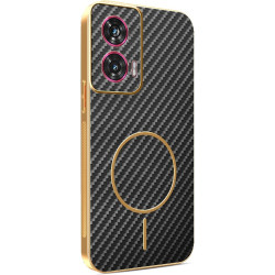 Phonesta Luxury Carbon Fiber Zadný kryt puzdro s MagSafe pre Motorola Edge 50 Fusion - Čierna