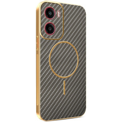Phonesta Luxury Carbon Fiber Zadný kryt puzdro s MagSafe pre Motorola Moto G05 / Moto E15 - Hnedá