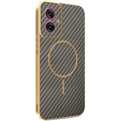 Phonesta Luxury Carbon Fiber Zadný kryt puzdro s MagSafe pre Motorola Moto G55 - Hnedá