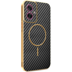 Phonesta Luxury Carbon Fiber Zadný kryt puzdro s MagSafe pre Motorola Moto G55 - Čierna