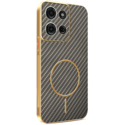 Phonesta Luxury Carbon Fiber Zadný kryt puzdro s MagSafe pre Motorola Moto G75 - Hnedá