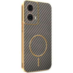 Phonesta Luxury Carbon Fiber Zadný kryt puzdro s MagSafe pre Motorola Moto G84 - Hnedá