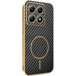 Phonesta Luxury Carbon Fiber Zadný kryt puzdro s MagSafe pre Xiaomi 14T - Čierna