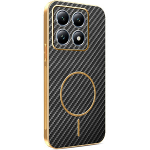 Phonesta Luxury Carbon Fiber Zadný kryt puzdro s MagSafe pre Xiaomi 14T Pro - Čierna