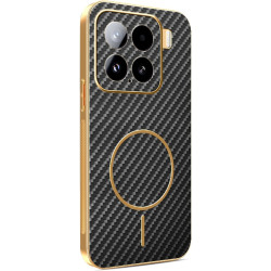 Phonesta Luxury Carbon Fiber Zadný kryt puzdro s MagSafe pre Xiaomi 15 - Čierna