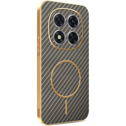 Phonesta Luxury Carbon Fiber Zadný kryt puzdro s MagSafe pre Xiaomi Redmi Note 14 Pro 5G / Xiaomi Poco X7 - Hnedá