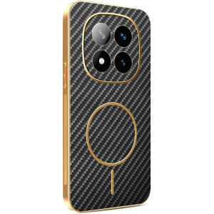 Phonesta Luxury Carbon Fiber Zadný kryt puzdro s MagSafe pre Xiaomi Redmi Note 14 Pro Plus - Čierna