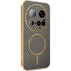 Phonesta Luxury Carbon Fiber Zadný kryt puzdro s MagSafe pre Xiaomi 15 Ultra - Hnedá