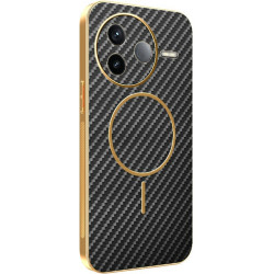 Phonesta Luxury Carbon Fiber Zadný kryt puzdro s MagSafe pre Xiaomi Poco F7 Pro - Čierna