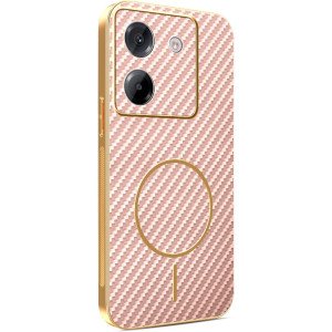 Phonesta Luxury Carbon Fiber Zadný kryt puzdro s MagSafe pre Xiaomi Poco M7 Pro - Ružová