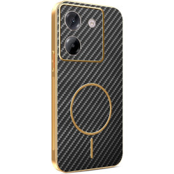 Phonesta Luxury Carbon Fiber Zadný kryt puzdro s MagSafe pre Xiaomi Poco M7 Pro - Čierna