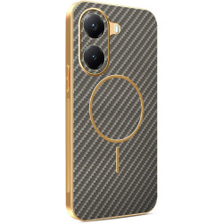 Phonesta Luxury Carbon Fiber Zadný kryt puzdro s MagSafe pre Xiaomi Poco X7 Pro - Hnedá