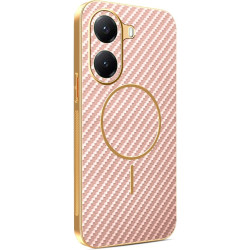 Phonesta Luxury Carbon Fiber Zadný kryt puzdro s MagSafe pre Xiaomi Poco X7 Pro - Ružová