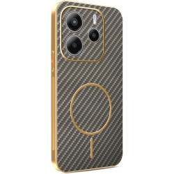 Phonesta Luxury Carbon Fiber Zadný kryt puzdro s MagSafe pre Xiaomi Redmi Note 14 4G 164.8mm - Hnedá