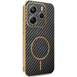 Phonesta Luxury Carbon Fiber Zadný kryt puzdro s MagSafe pre Xiaomi Redmi Note 14 4G 164.8mm - Čierna