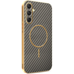 Phonesta Luxury Carbon Fiber Zadný kryt puzdro s MagSafe pre Samsung Galaxy A16 - Hnedá