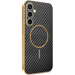 Phonesta Luxury Carbon Fiber Zadný kryt puzdro s MagSafe pre Samsung Galaxy S24 FE - Čierna