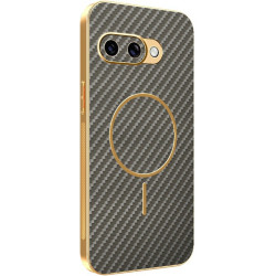 Phonesta Luxury Carbon Fiber Zadný kryt puzdro s MagSafe pre Google Pixel 9a - Hnedá