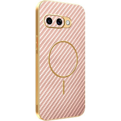 Phonesta Luxury Carbon Fiber Zadný kryt puzdro s MagSafe pre Google Pixel 9a - Ružová