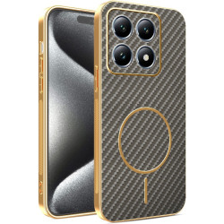 Phonesta Luxury Carbon Fiber Zadný kryt puzdro s MagSafe pre Xiaomi 15T - Hnedá