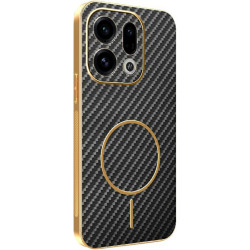 Phonesta Luxury Carbon Fiber Zadný kryt puzdro s MagSafe pre Oppo Find X9 - Čierna