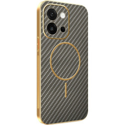 Phonesta Luxury Carbon Fiber Zadný kryt puzdro s MagSafe pre Oppo A6 Pro - Hnedá