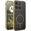 Phonesta Luxury Carbon Fiber Zadný kryt puzdro s MagSafe pre Motorola Edge 70 - Čierna