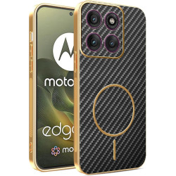 Phonesta Luxury Carbon Fiber Zadný kryt puzdro s MagSafe pre Motorola Edge 70 - Čierna