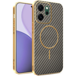 Phonesta Luxury Carbon Fiber Zadný kryt puzdro s MagSafe pre Oppo Reno14 F / Oppo Reno14 FS - Hnedá