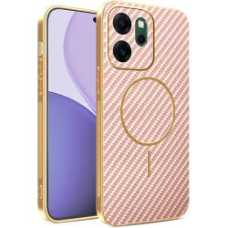 Phonesta Luxury Carbon Fiber Zadný kryt puzdro s MagSafe pre Oppo Reno14 F / Oppo Reno14 FS - Ružová